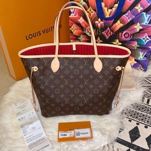 Louis Vuitton Neverfull MM monogram red interior